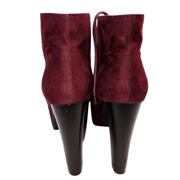 Women's 10 Platform Shoes Purple Closed Toe  Ankle Boots Booties Laces - Picture 4 of 8